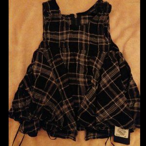 GUESS Plaid Cold Shoulder Top